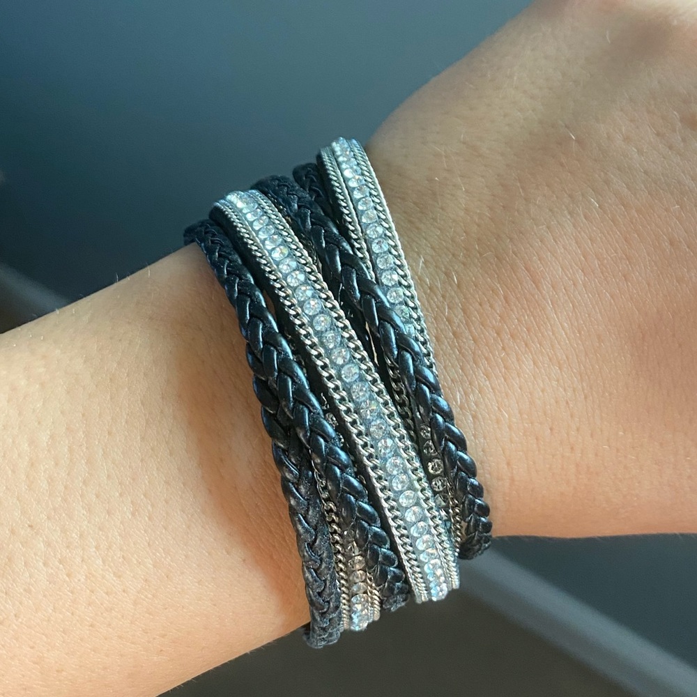 Silver & Black Bedazzled Bracelet